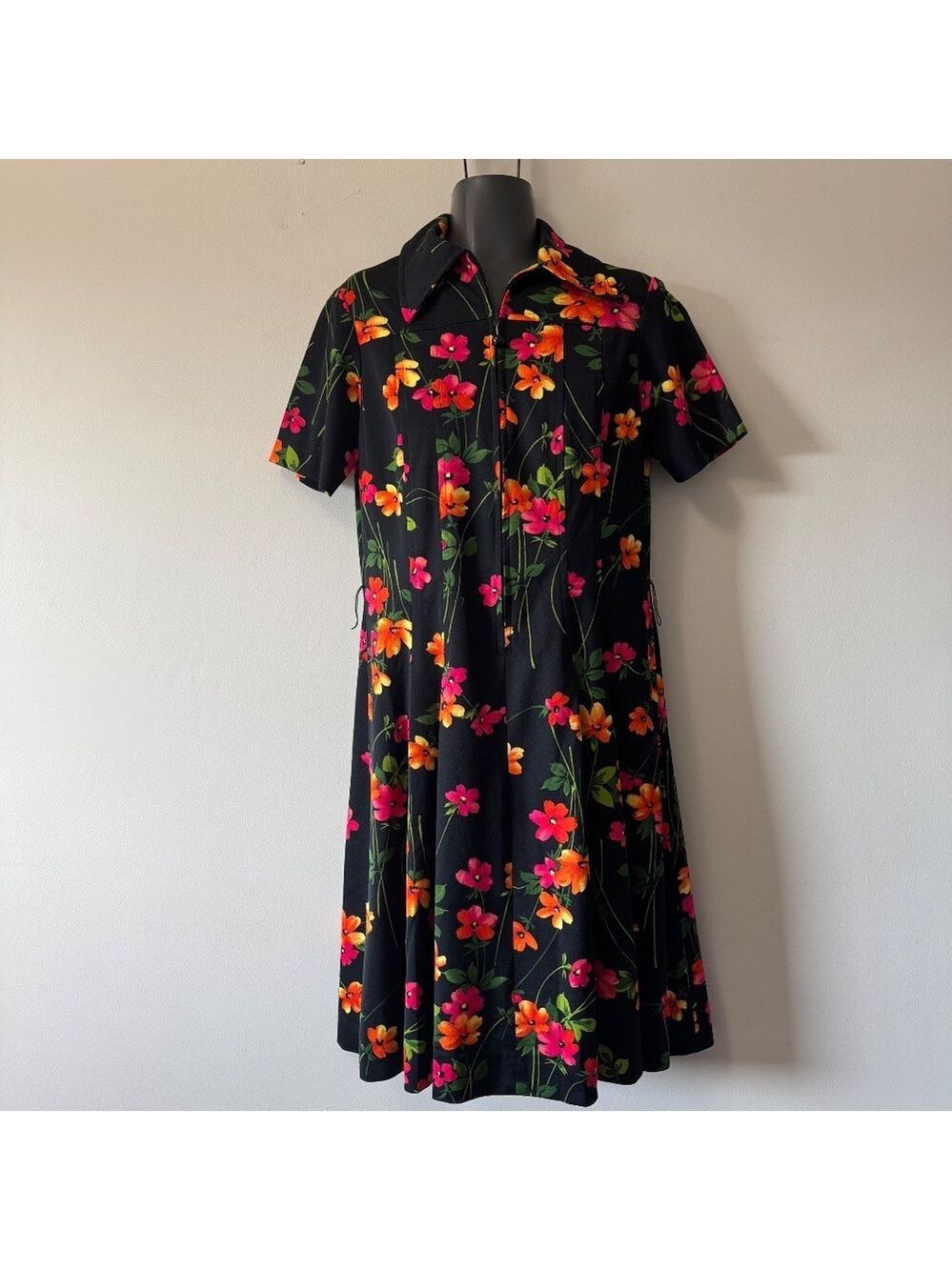 Vintage Leo-Danal Black Floral Dress